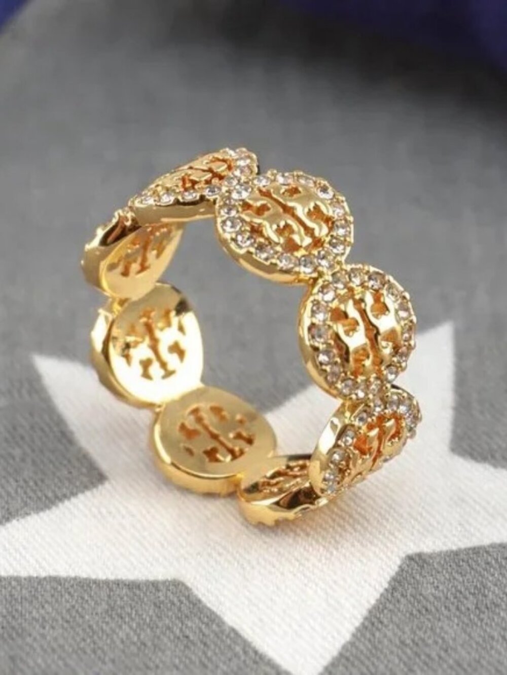 Tory Burch Miller Pavé Logo Ring in Size #7 (Brand New with Dust Bag)